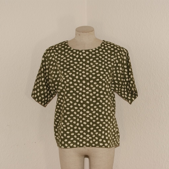 VINTAGE 90's Olive Dots Bermuda Short Suit sz M - Picture 3 of 8